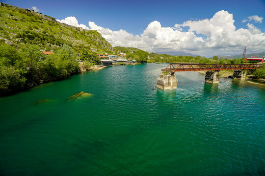 Buna river and Drin river in Shkodra , Albania