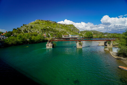 Buna river and Drin river in Shkodra , Albania