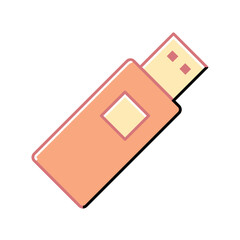 Orange USB flash drive icon. Vector