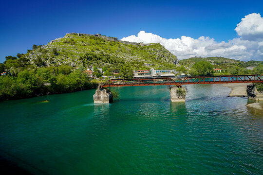 Buna river and Drin river in Shkodra , Albania