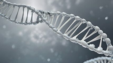 Futuristic White DNA Strand for Science Background