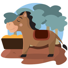 Obraz premium Peaceful horse in forest. Vector
