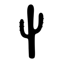 Obraz premium Silhouette of a Saguaro Cactus with Two Arms on a White Background