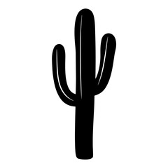 Stylized saguaro cactus illustration in black and white minimalist desert art