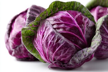 Obraz premium purple cabbage against white background. 