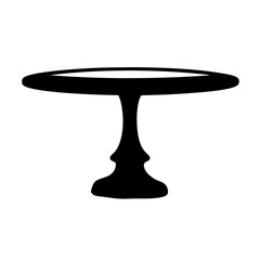 Stylized black silhouette of an elegant cake stand on white background