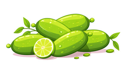 Finger Lime Fruit Flat Vector Illustration on White Background for Professional Use