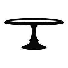 Elegant Black Silhouette of a Pedestal Cake Stand on White Background