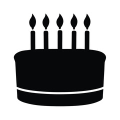 Simple Black and White Cake Icon for Anniversaries and Birthdays