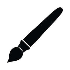 Black and white minimalist illustration of a paint brush angled to the right