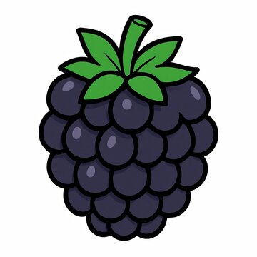 cartoon blackberry with green leaves clip art preview