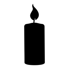 Silhouette of a burning candle creating a stark contrast against the white background