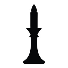 Sleek black candlestick silhouette with elegant lines, minimalist design, black on white