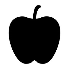 Black Apple Silhouette Against White Background, Symbol of Health and Freshness