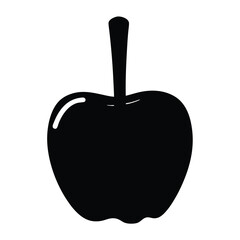 Stylized black silhouette of an apple with a simple stem design