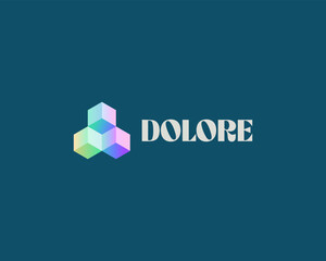 Geometric logo from colorful cubes. Creative building construction icon. Vector illustration.