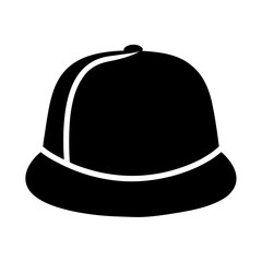 Stylized image of a black bell shaped hat on a white background