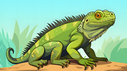 Obraz premium Detailed flat vector illustration of an iguana animal on a white background