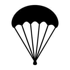 Simple graphic representation of a parachute with shroud lines in black and white