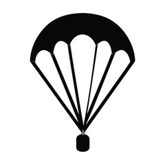 Black and white silhouette of a parachute for skydiving or aerial sports