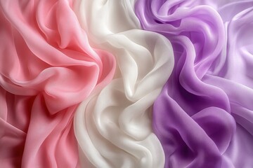 Obraz premium Soft, flowing fabrics in varying shades of pink, white, and purple.