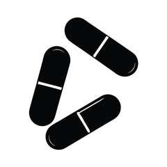 Three black and white capsules arranged in a triangle shape medicine