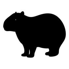 Silhouette of a capybara with a simple design, standing on ground