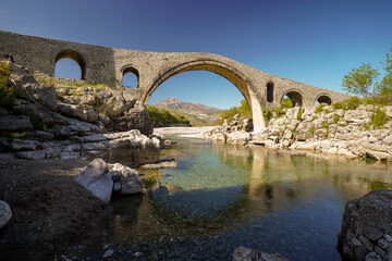 Mesi bridge , old ottoman stone bridge in Albania