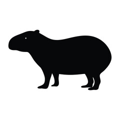Simple silhouette of a Capybara on a white background, side view