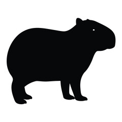 Simple yet Elegant Silhouette of a Capybara Standing Calmly in Black