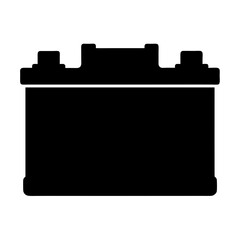 Black silhouette illustration of a car battery on an isolated white background