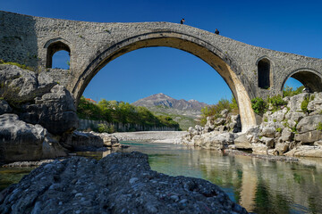 Mesi bridge , old ottoman stone bridge in Albania