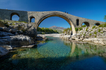 Mesi bridge , old ottoman stone bridge in Albania