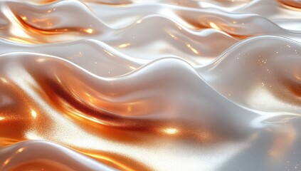 Fototapeta premium Liquid Gold White Waves Abstract.