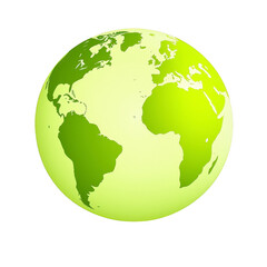 Fototapeta premium Green and yellow globe illustration depicting continents on transparency background, symbolizing environmental awareness and global unity. vibrant colors evoke sense of hope and sustainability