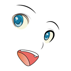 Obraz premium Cute kawaii blue anime eyes with sparkles and long lashes of a manga man cartoon character.