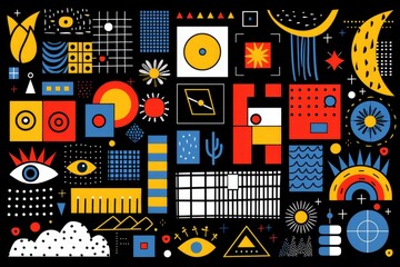 Obraz premium Abstract graphic design composition of geometric shapes.