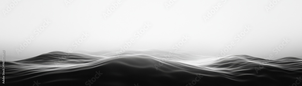 Poster monochrome ocean waves under a hazy sky