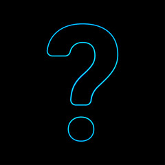 neon question mark on black background vector