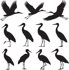 Obraz premium “Heron Bird Vector Bundle | Elegant Waterbird SVGs & Clipart for Nature Art & Crafts”“Great Blue Heron SVG Pack | Wildlife Silhouettes & Illustrations for Prints, Tattoos & Decor”