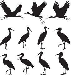 Obraz premium “Heron Bird Vector Bundle | Elegant Waterbird SVGs & Clipart for Nature Art & Crafts”“Great Blue Heron SVG Pack | Wildlife Silhouettes & Illustrations for Prints, Tattoos & Decor”