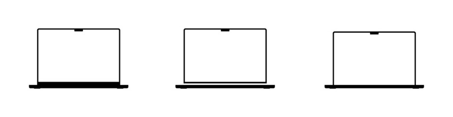 Modern laptop MacBook mockup with empty white monitor, device template mockup isolated - stock vector
