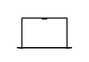 Modern laptop MacBook mockup with empty white monitor, device template mockup isolated - stock vector