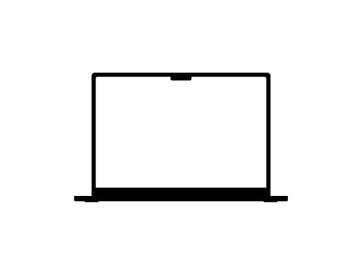 Modern laptop MacBook mockup with empty white monitor, device template mockup isolated - stock vector