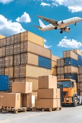 Air freight and cargo logistics at a busy port
