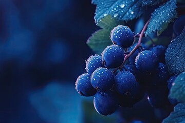 Blue Berries in Dewdrop