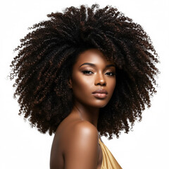 Beautiful afro woman posing isolated on a white