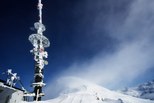 mobile phone tower in winter, Switzerland, Europe 