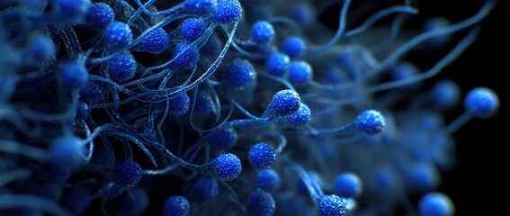 Close-up of blue abstract neural connections.
