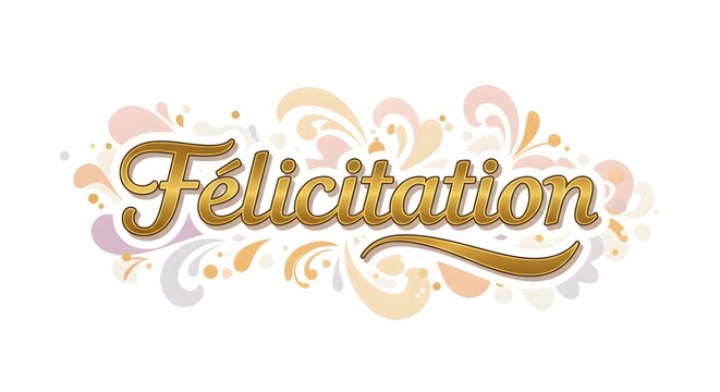Elegant Felicitation Lettering with Decorative Swirls Design